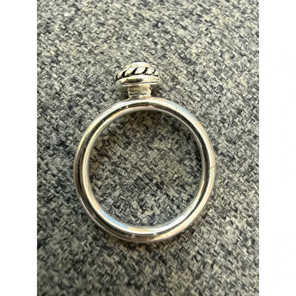 Silver Teal Blue Crystal Rope Bezel Ring Womens Size 7‎ Vintage Style